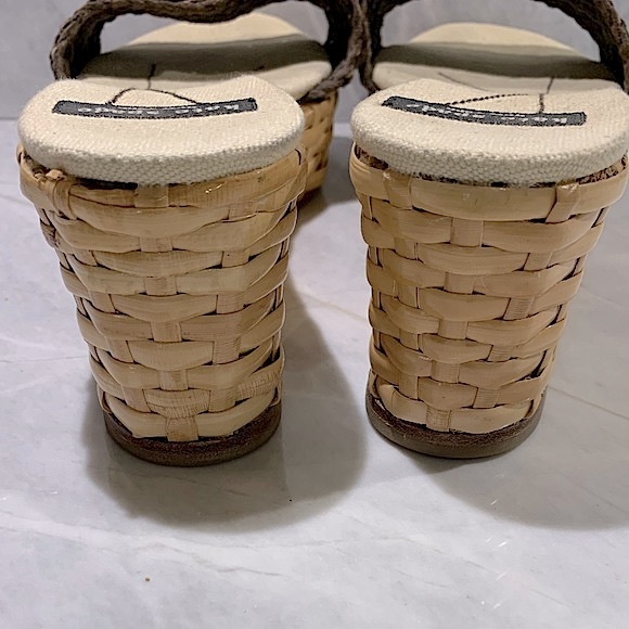 Kate Spade straw wedges with woven leather and grosgrain ribbon size 8 - Picture 4 of 8